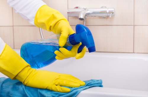 Carpet care professional preparing for a cleaning appointment